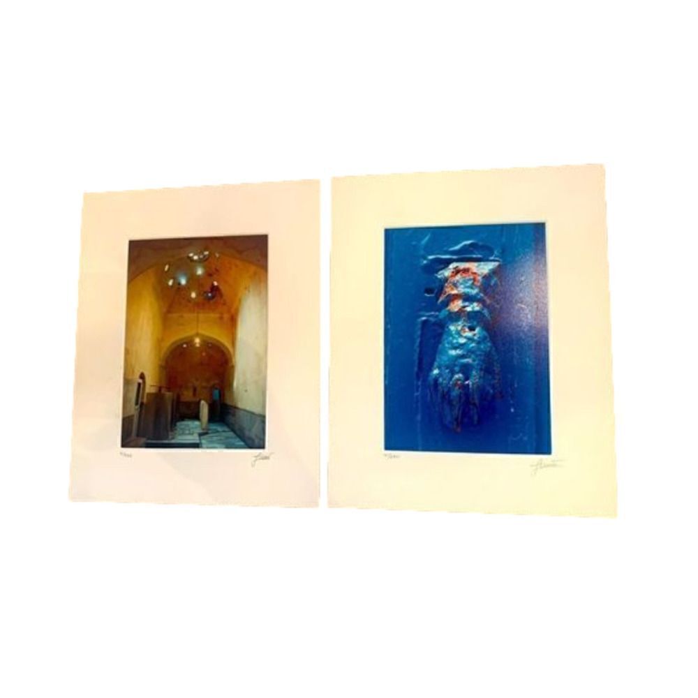 Luciano Morocco Signed Prints Set Lot of 2‎ Blue Hand Atrium